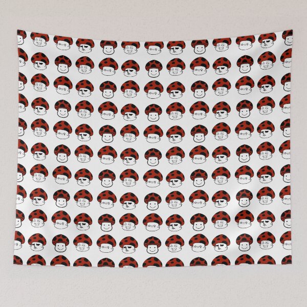 Item preview, Mushroom Heads Little Cute Trippy Red Shroom Art Nature Characters Emotions designed and sold by Vintage Mag.