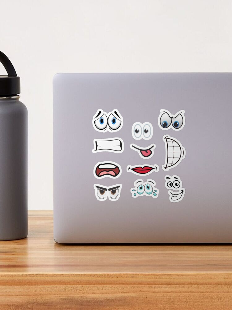 60pcs Funny Face Expression Stickers Pack Laptop Bottle Cup