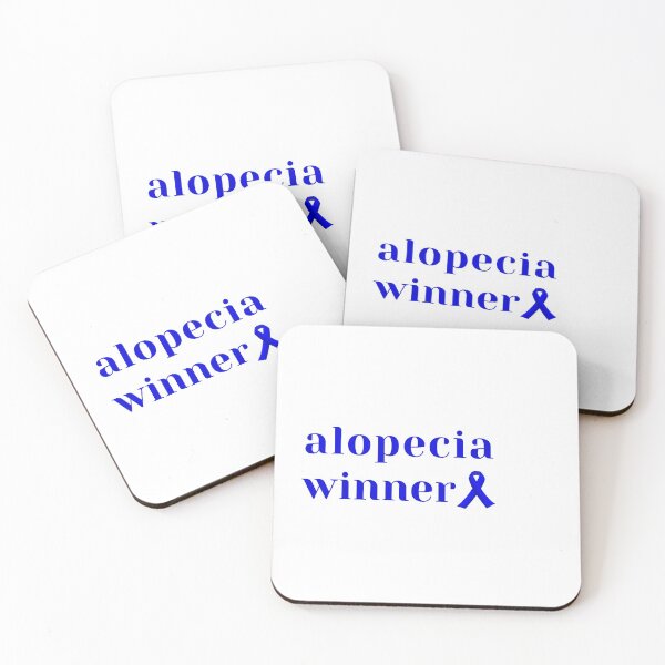 Item preview, Alopecia Winner with Alopecia Awareness Blue Ribbon - Alopecia Awareness and Hair Loss Support designed and sold by Winning Alopecia.