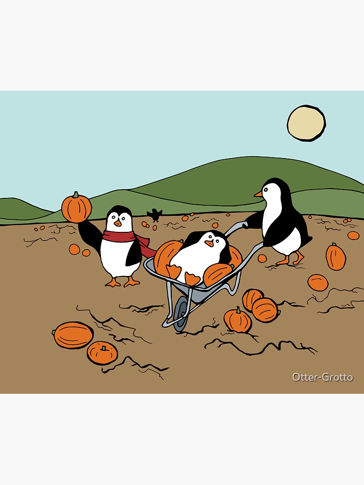 Penguin Family at the Pumpkin Patch by Otter-Grotto