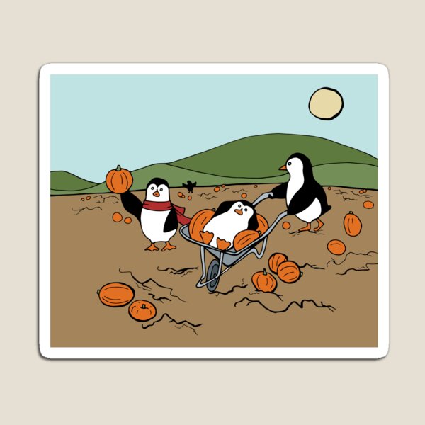 Penguin Family at the Pumpkin Patch Magnet