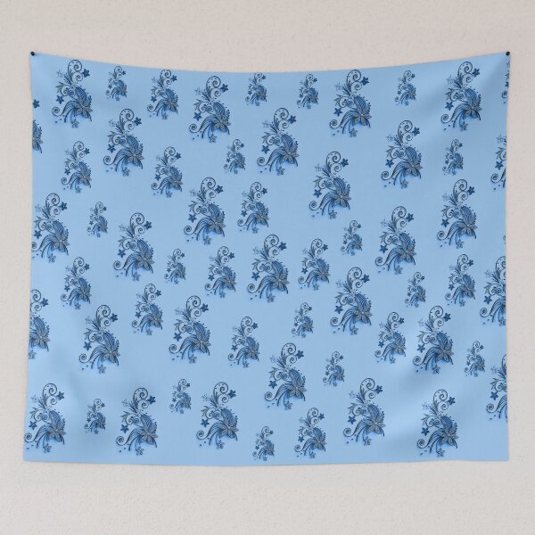 Item preview, Blue flowers, ornament, asymetric floral design designed and sold by cool-shirts.