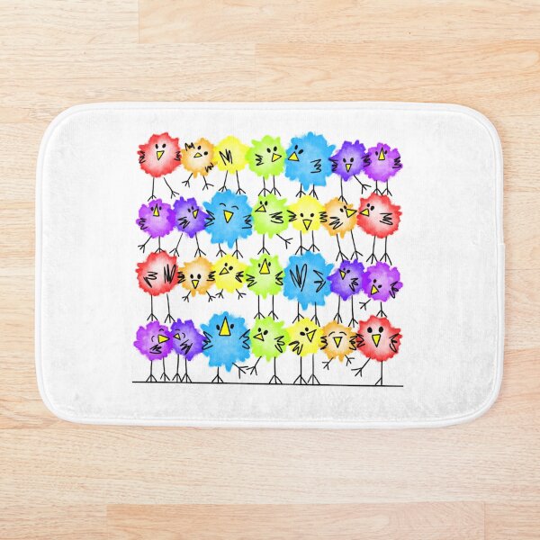 Rainbow Birds Bath Mat