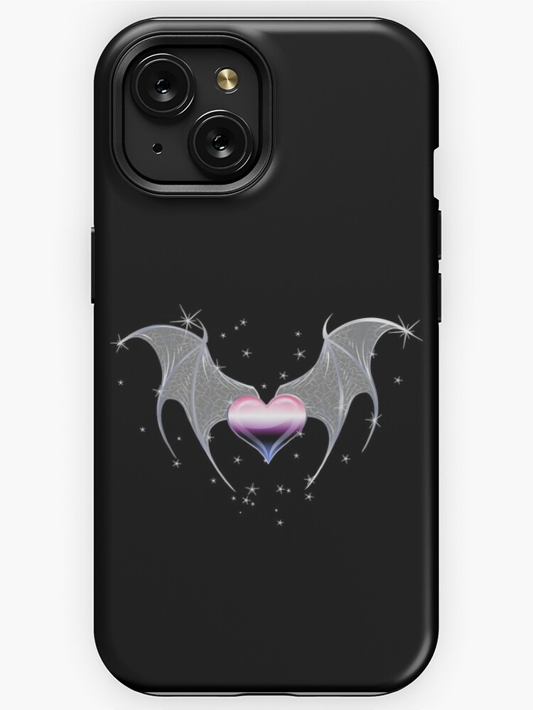 Genderfluid Pride Flag Heart with Gothic Bat Wings Goth