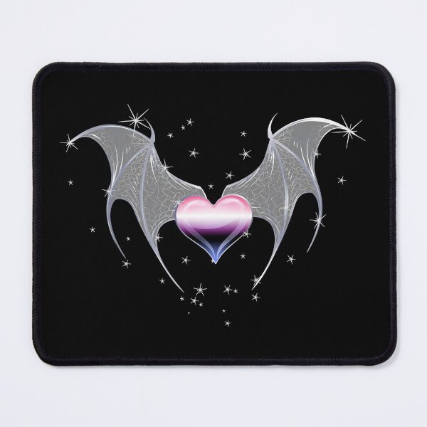 Artikelvorschau, Genderfluid Pride Flag Herz mit Gothic Fledermausflügeln Goth entworfen und verkauft von Irene Koh.