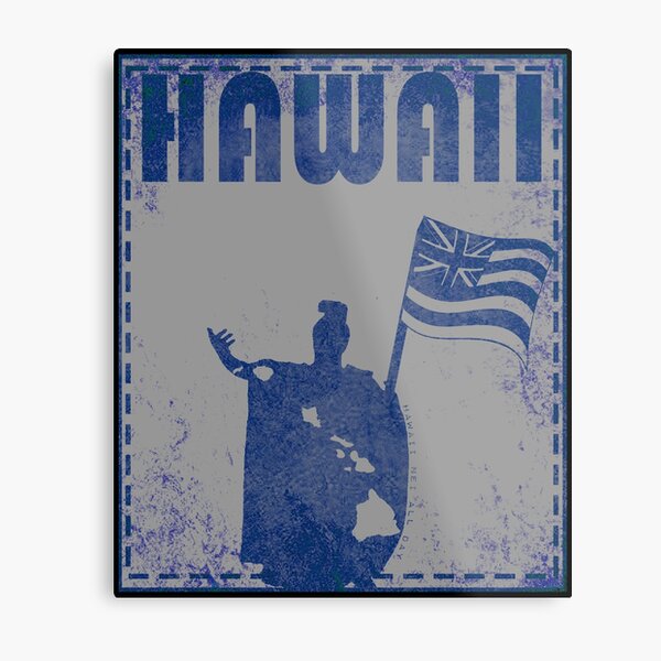 Hawai'i Unified King Kamehameha (blue ink variant) by Hawaii Nei All Day Metal Print