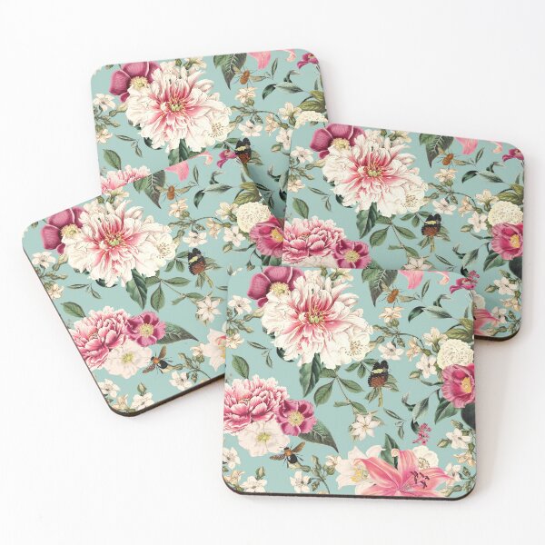 Item preview, Floral Botanical Pattern - Aqua Pink II designed and sold by NeptuneDesigns.