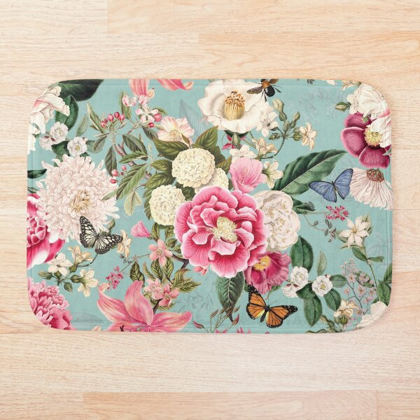 Item preview, Floral Botanical Pattern - Aqua Pink I designed and sold by NeptuneDesigns.