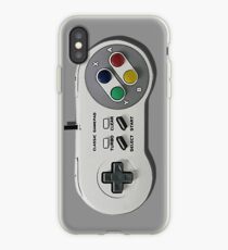 Classic gamepad controller, 80s SNES pad pattern, gray iPhone Case