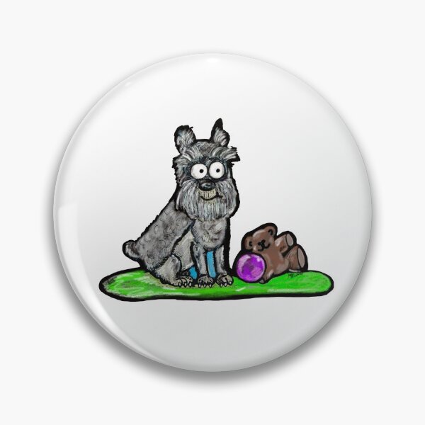 Item preview, Schnauzer cartoon with teddy bear designed and sold by Marble1212.