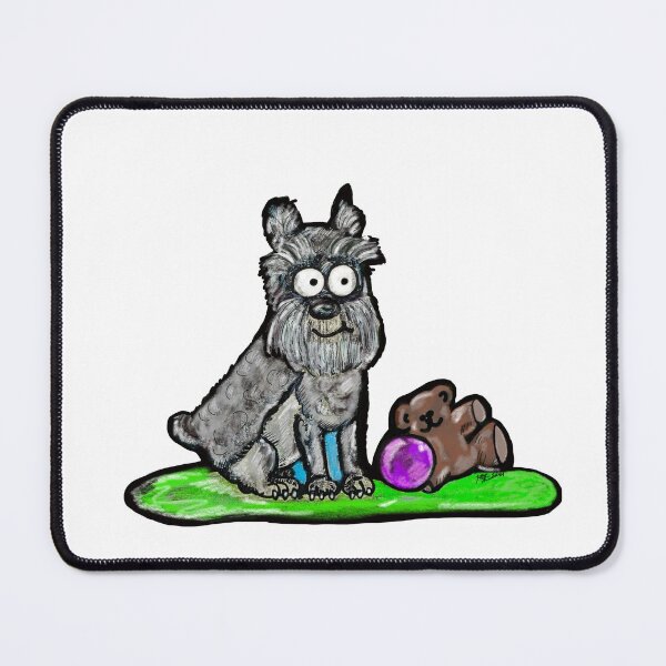 Item preview, Schnauzer cartoon with teddy bear designed and sold by Marble1212.