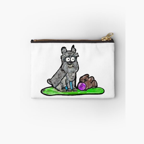 Item preview, Schnauzer cartoon with teddy bear designed and sold by Marble1212.