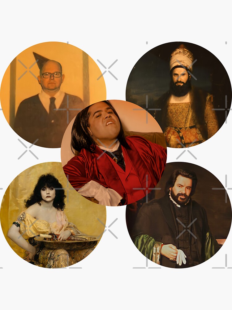 Aperçu 3 sur 3. Sticker avec l'œuvre WWDITS Nadja, Nandor, Lazlo, Colin Robinson, Guillermo créée et vendue par RoyalNadja.