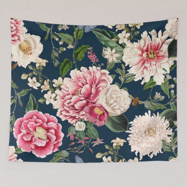 Item preview, Floral Botanical Pattern - Navy Pink Green designed and sold by NeptuneDesigns.