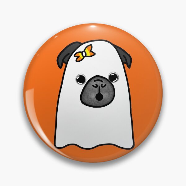 Item preview, Pug Ghost with Candy Corn Bow designed and sold by LeasPugGrumble.