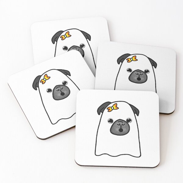 Item preview, Pug Ghost with Candy Corn Bow designed and sold by LeasPugGrumble.