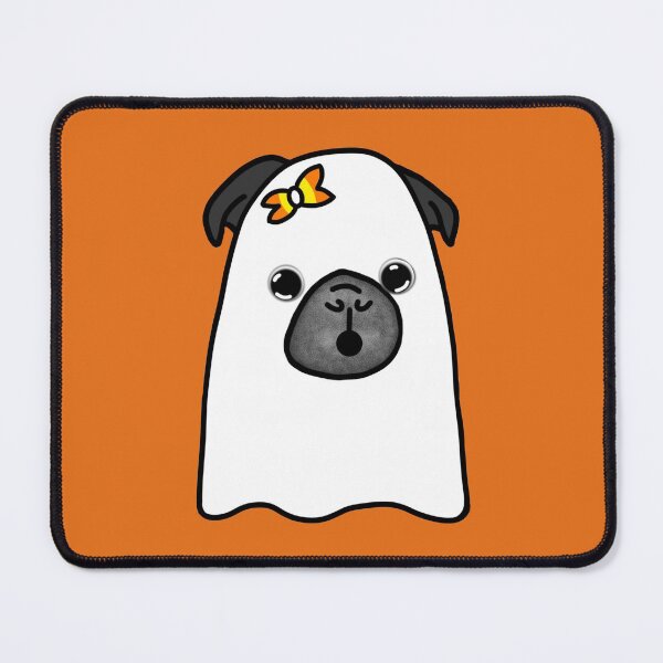 Item preview, Pug Ghost with Candy Corn Bow designed and sold by LeasPugGrumble.