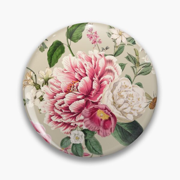 Item preview, Floral Botanical Pattern - Beige Pink Green designed and sold by NeptuneDesigns.