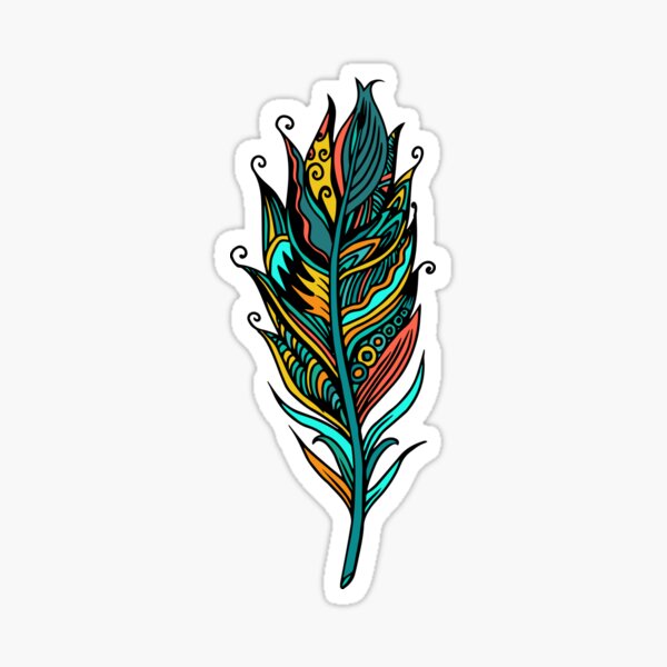 Distinctive colorful feather Sticker