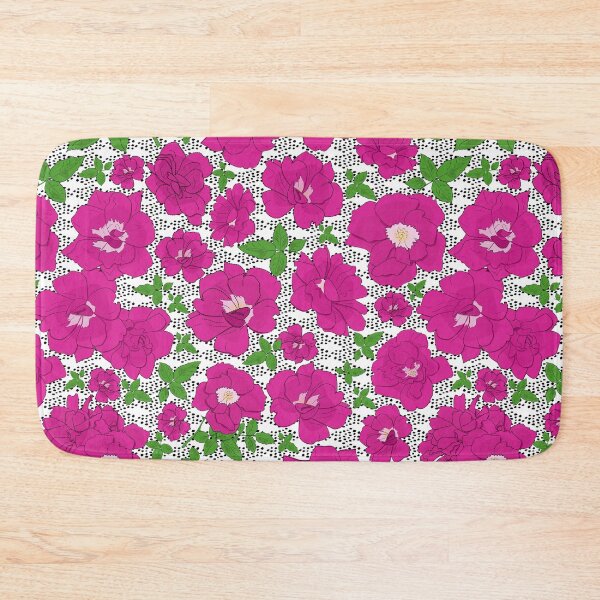 Item preview, Retro Ramblin' Rose Pink and Green with Dots on White Repeat 5748 designed and sold by Art in My Loft.