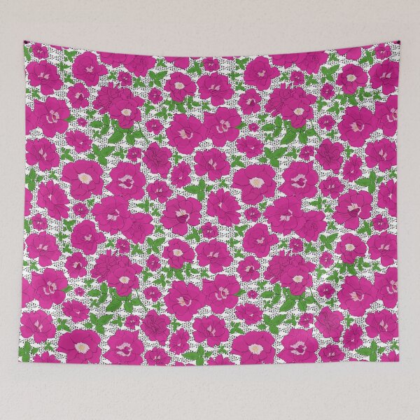 Item preview, Retro Ramblin' Rose Pink and Green with Dots on White Repeat 5748 designed and sold by Art in My Loft.