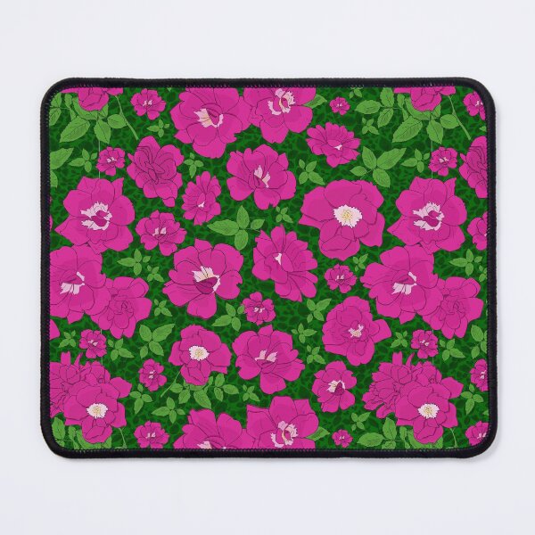 Item preview, Retro Ramblin' Rose Pink and Green on Green Leaves Repeat 5748 designed and sold by Art in My Loft.