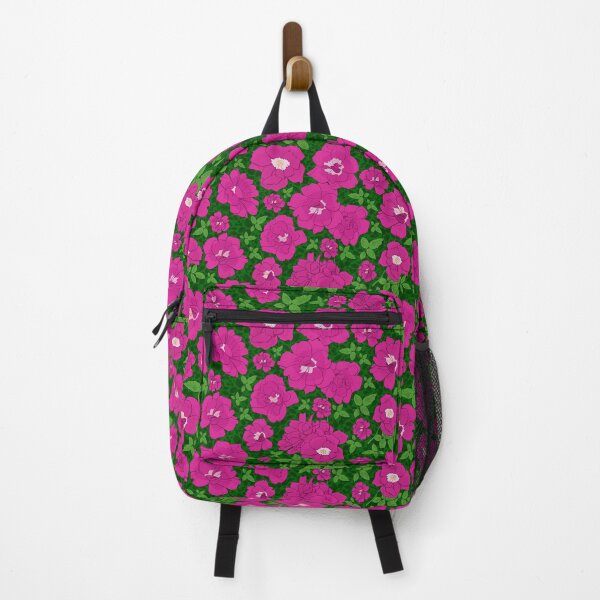 Item preview, Retro Ramblin' Rose Pink and Green on Green Leaves Repeat 5748 designed and sold by Art in My Loft.