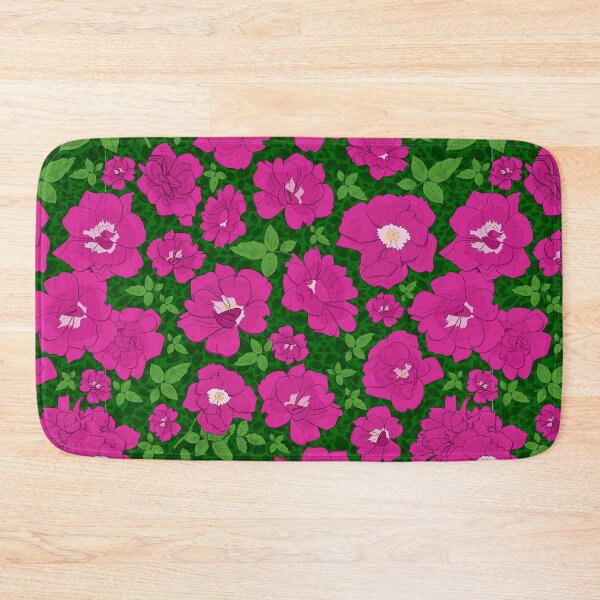 Item preview, Retro Ramblin' Rose Pink and Green on Green Leaves Repeat 5748 designed and sold by Art in My Loft.