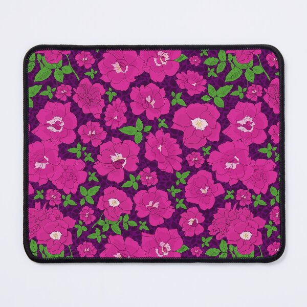 Item preview, Retro Ramblin' Rose Pink and Green on Magenta Leaves Repeat 5748 designed and sold by Art in My Loft.
