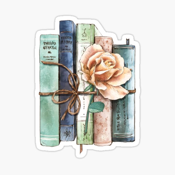 Floral Book, books lover gift idea Sticker