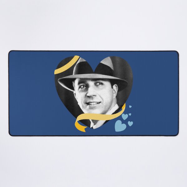Gardel Heart Frame Tango Portrait with Yellow Ribbon Desk Mat