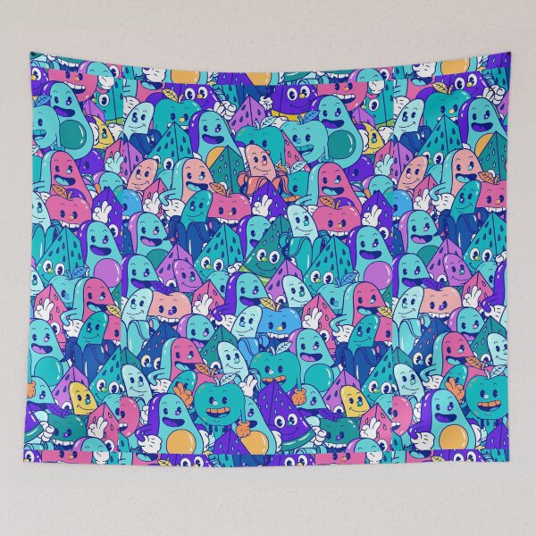 Item preview, Fruits Party Time, Whimsical Kids Art Collection, Fun, Colorful T-shirts, Print canvas, Blankets, Tapestries, designed and sold by SpiralStairShop.