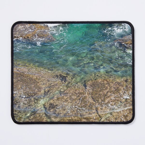 Item preview, turquoise blue water and rocks on the coast designed and sold by Adriana Mueller.