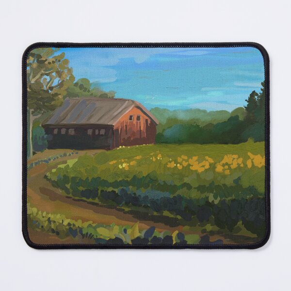 Item preview, Red Shed Landscape Oil Painting designed and sold by anatovas.