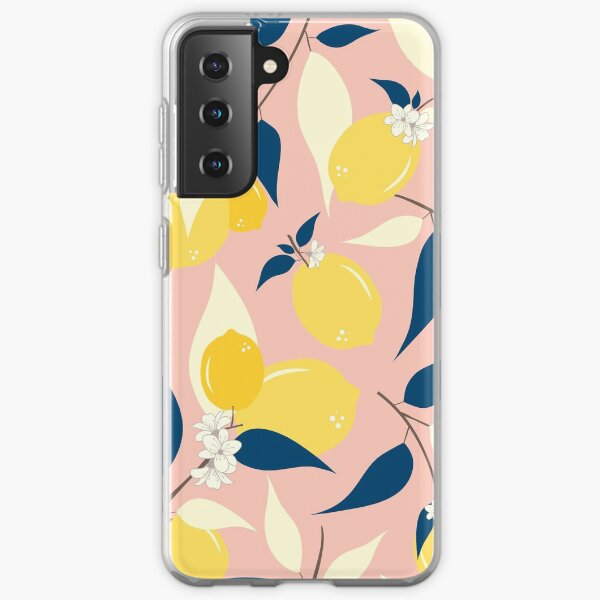 Lemon yellow flower pattern on pink Samsung Galaxy Soft Case