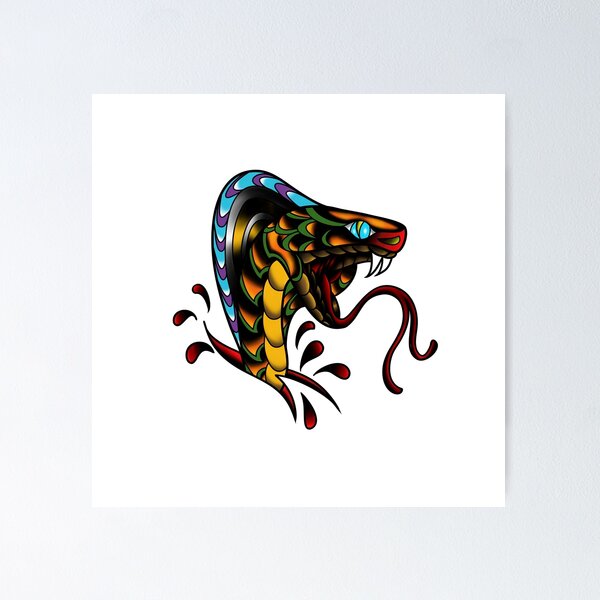 Item preview, Traditional Tattoo Drawing Snake Head Print designed and sold by FlyingSeas.