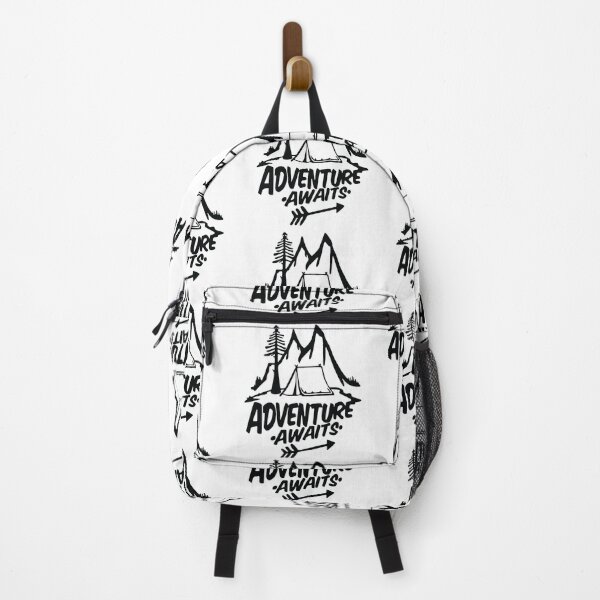 Item preview, Adventure Awaits Mountain Hiking Camping Tree Mountains Tent Art Design Happy Apparel Essential Inspiration Joy Mood Funny designed and sold by DesignByHeartUK.