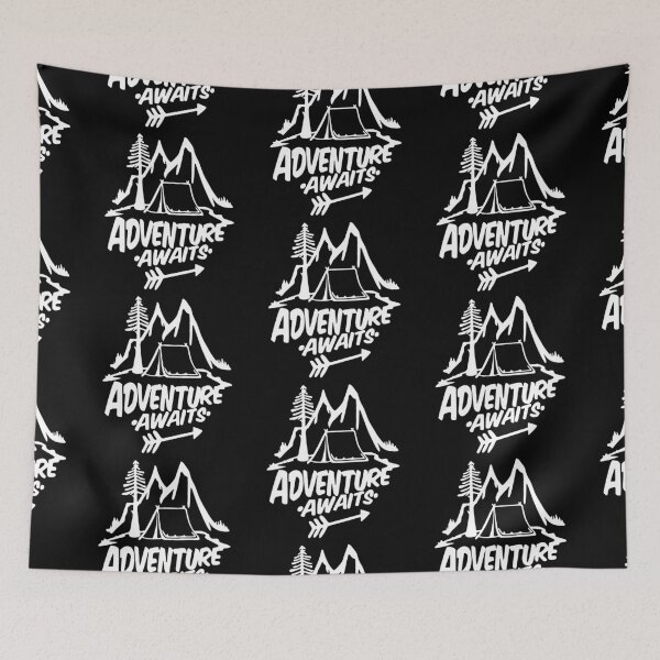Item preview, Adventure Awaits Mountain Hiking Camping Tree Mountains Tent Art Design Happy Apparel Essential Inspiration Joy Mood Funny designed and sold by DesignByHeartUK.