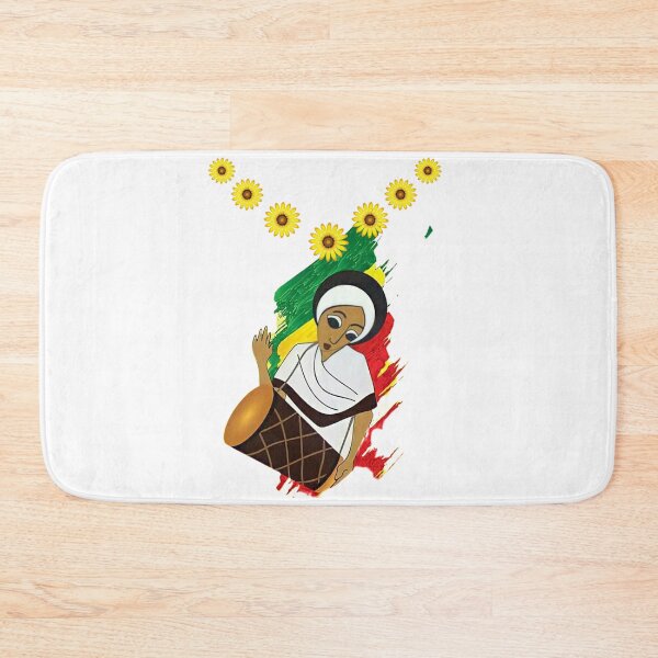 Item preview, Happy New Year Ethiopia Flag Color Girl With Yellow Roses Flowers  designed and sold by Dr.YesOrNo.