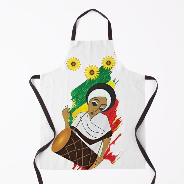 Item preview, Happy New Year Ethiopia Flag Color Girl With Yellow Roses Flowers designed and sold by Dr.YesOrNo.