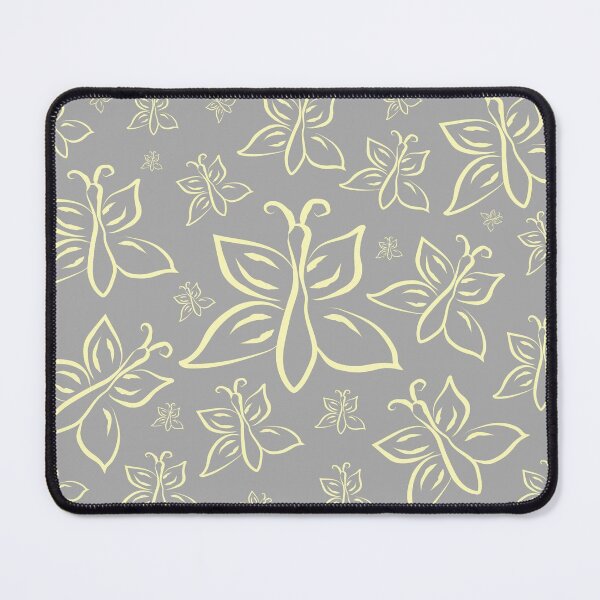 Item preview, cute yellow butterflies on grey illustration, pattern and decoration designed and sold by lafataviola.