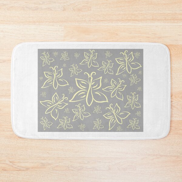 Item preview, cute yellow butterflies on grey illustration, pattern and decoration designed and sold by lafataviola.