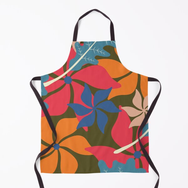 Item preview, Abstract Orange Flowers and Blue Leaves, Forest Leaves, Botanical Leaf Pattern designed and sold by silviaol.
