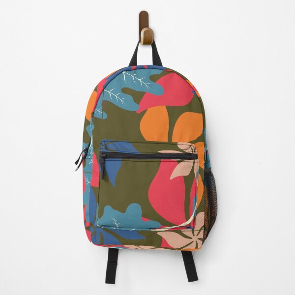 Item preview, Abstract Orange Flowers and Blue Leaves, Forest Leaves, Botanical Leaf Pattern designed and sold by silviaol.