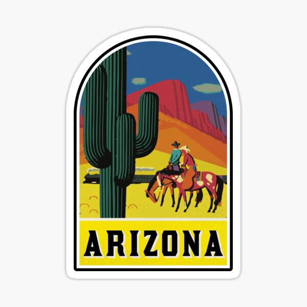 ARIZONA VINTAGE GRAND CANYON TRAVEL PHOENIX COWBOY WILD WEST SAGUARO CACTUS TUCSON TEMPE MESA Sticker