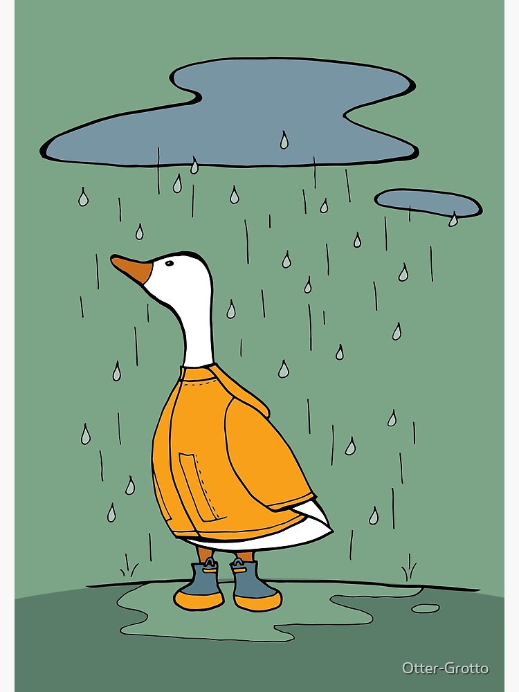 Duck Wearing a Raincoat in a Rain Storm by Otter-Grotto
