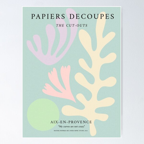 Item preview, Matisse Leaf Print Danish Pastel Wall Decor Flower Abstract Botanical Exhibition Museum Aesthetic Trendy Wall art designed and sold by Papergrphc.