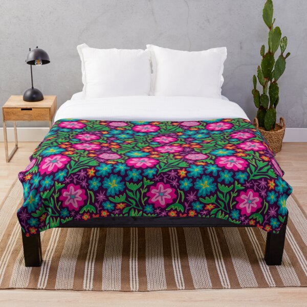 Item preview, SAYULITA BRIGHT TROPICAL FLORAL in MEXICAN STYLE on Deep Purple - UnBlink Studio by Jackie Tahara designed and sold by Jackie Tahara of UnBlink Studio.