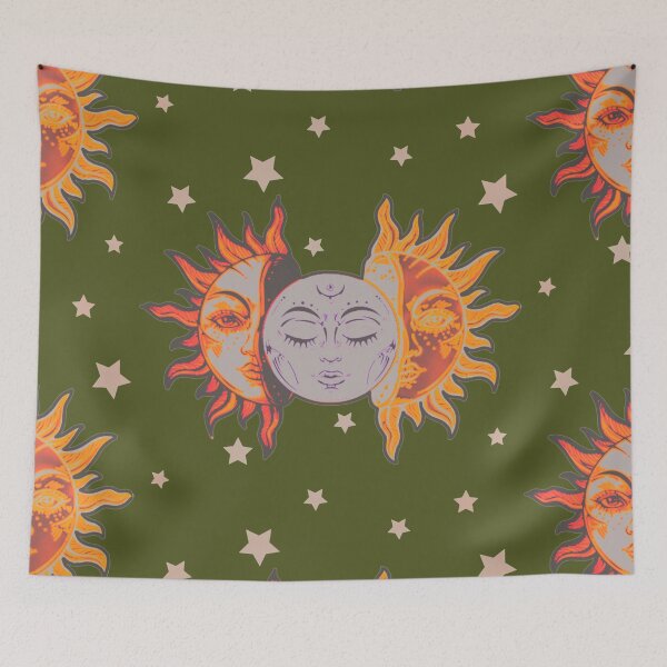 Item preview, Star child of the moon and sun ( jade green bg, matte 2 version) designed and sold by VantaTheArtist.