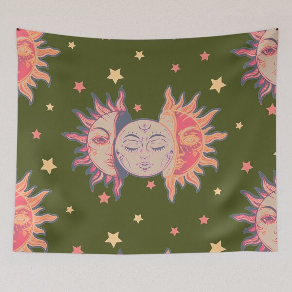 Item preview, Star child of the moon and sun ( jade green bg, matte 1 version) designed and sold by VantaTheArtist.
